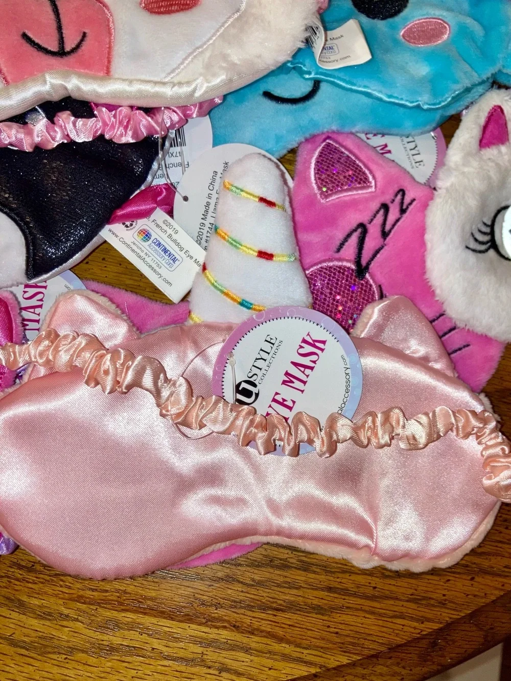 3 Kids Plush Sleep Masks - Assorted - Llama, Dog, Unicorn, etc. NWT